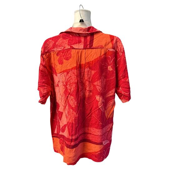 Jams World spice flower Hawaiian button up Shirt Rayon men red orange sz m - Picture 8 of 12